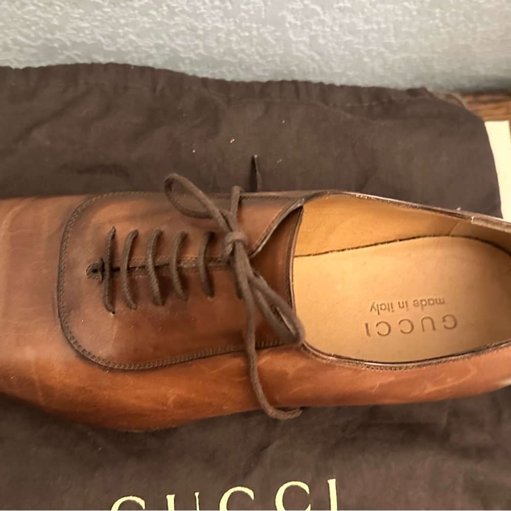 Gucci Men's Brown Leather Oxfords size 8.5 - Picture 5 of 6